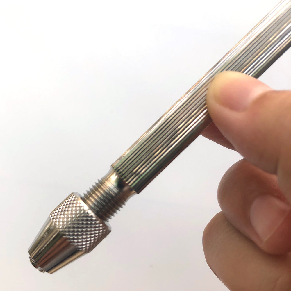 Bergeon 1842-16A pin vise with dual chucks for precision watch band and accessory adjustments.