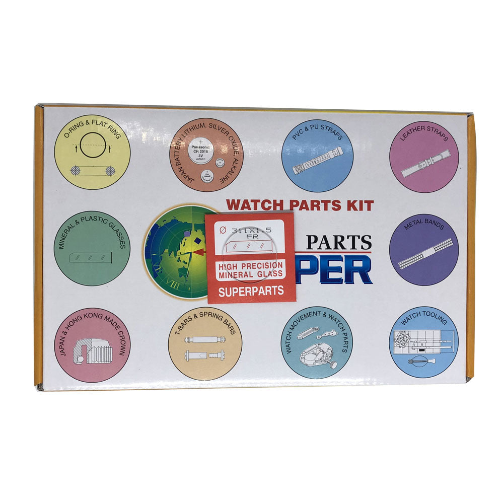 Round flat mineral watch glass, 1.5mm thick, 200 sizes, perfect for watch repair with durable clarity.