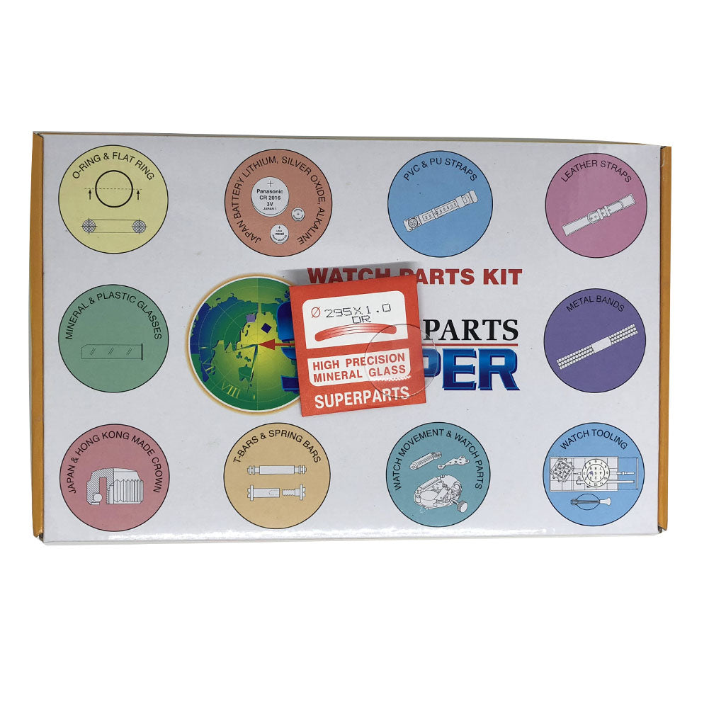 Dome-shaped extra white mineral watch glass, 1.0mm thick, five sizes, 100 pcs box.