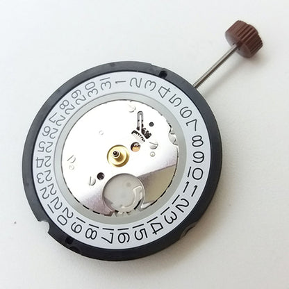 Ronda 515 quartz watch movement featuring dual date displays at 3 and 6 o?clock positions for precise timekeeping.