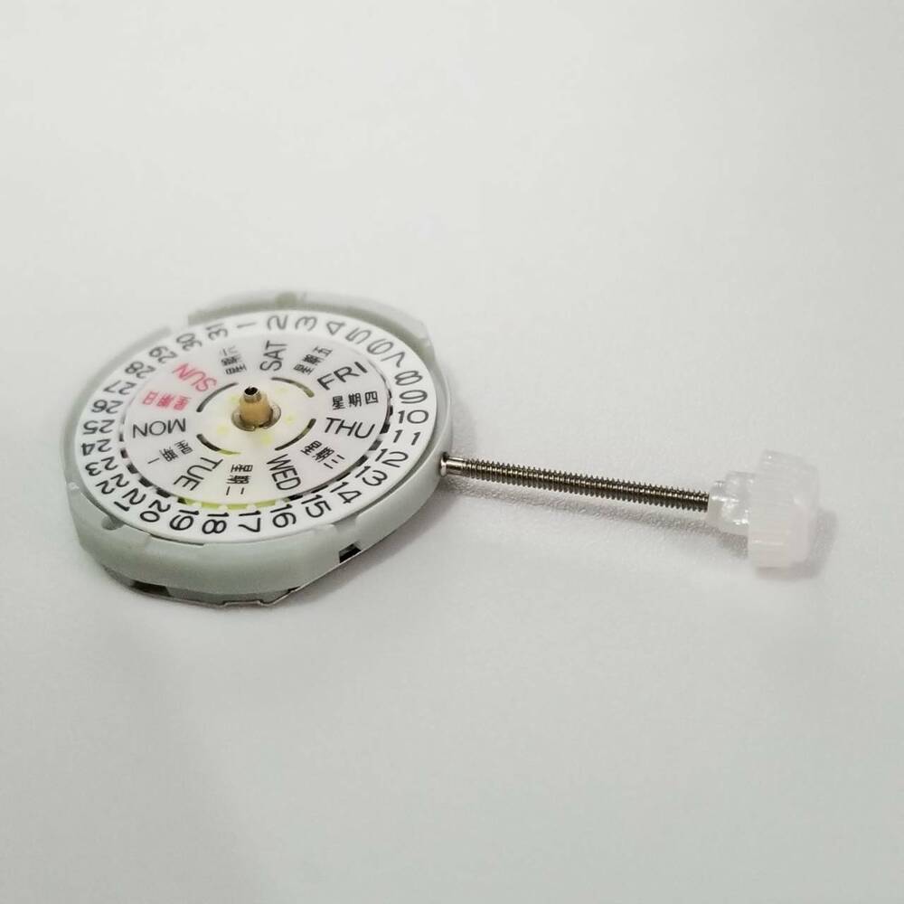 SUNON PE25 quartz watch movement showing day and date repair part for accessories.