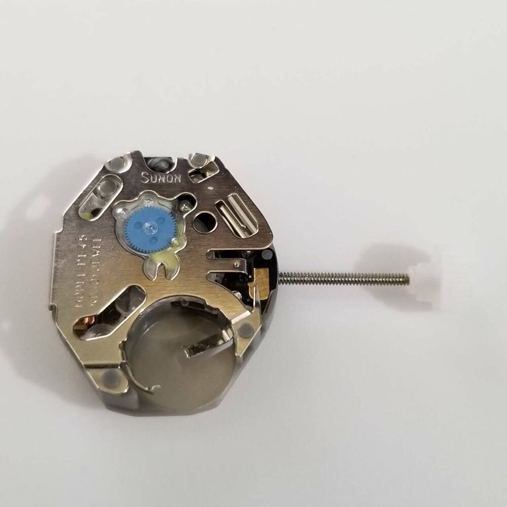 SUNON PE45 quartz watch movement, precise repair part for accurate timekeeping maintenance.
