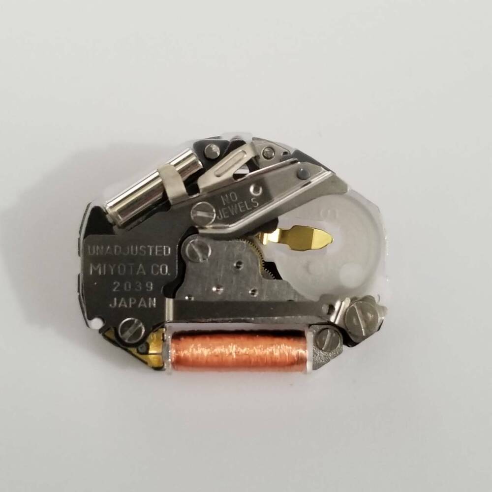 Miyota 2039 quartz movement parts for accurate watch accessory repairs and replacements.
