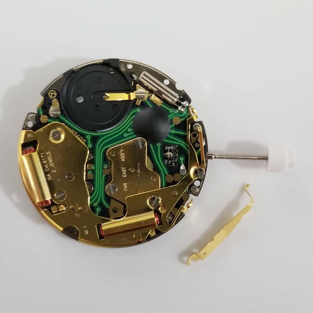 ISA 8171 gold watch repair part featuring quartz movement, compatible with 8161/202 and 8181 models.