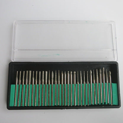 Set of 30 diamond-coated grinding and polishing needle heads for precision watch accessory maintenance