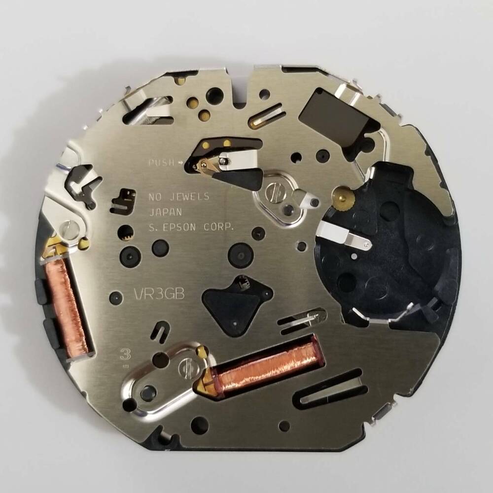 S. Epson VR3G quartz watch movement, durable repair part for accurate timekeeping in watch accessories.