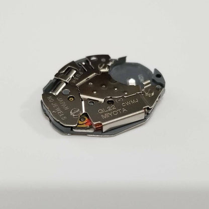 Miyota GL22 quartz watch movement, precise replacement part for GL20, ensures accurate timekeeping.