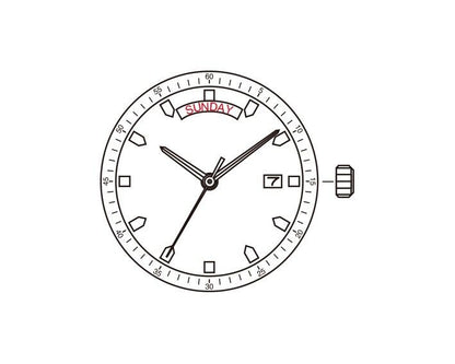MINGZHU DG2813 automatic watch movement showing date and wide day display, precision replacement for 8205 models.