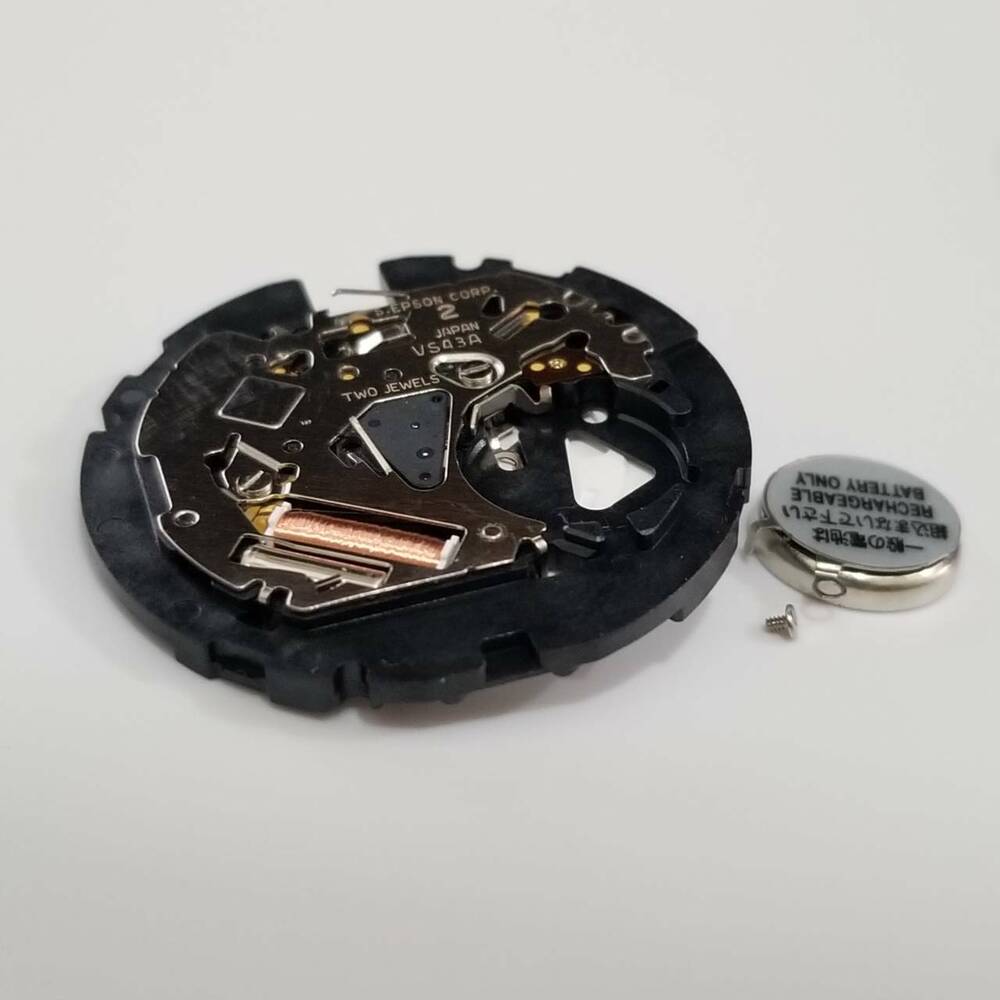 S. Epson VS43 solar quartz watch movement, replacement for V158, compatible with multiple models.