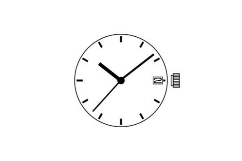 S. Epson VX62 quartz watch repair part with date display at 3 o'clock, precise timekeeping component