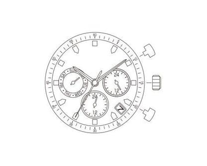 Miyota JP25 quartz watch movement, durable and precise repair part for accurate timekeeping.