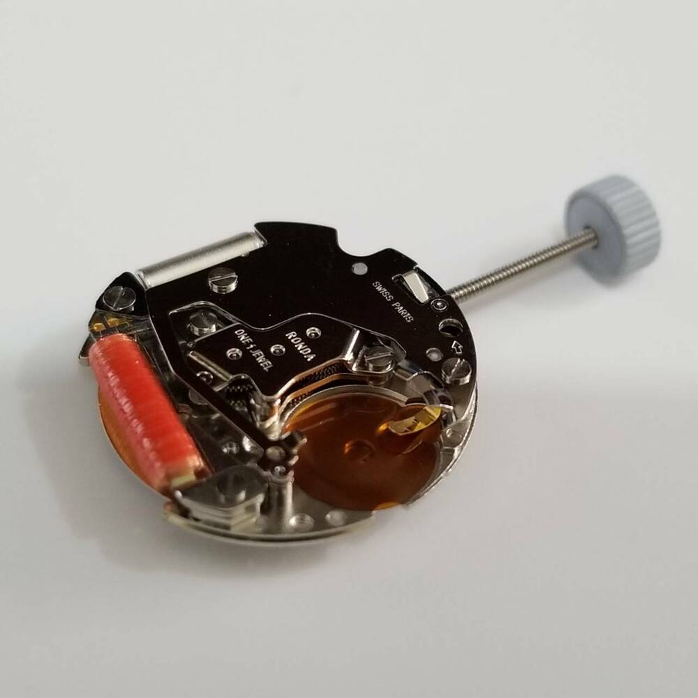 Ronda 774 quartz watch movement with 2 hands, precise repair part for quality timepieces.