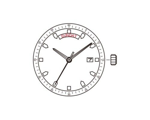 Miyota 2350 quartz watch movement by Citizen, ideal for precise watch repairs and replacements.