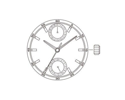 Miyota 6P23 quartz watch movement for 6323 models, replacement part ensuring precise timekeeping accuracy.