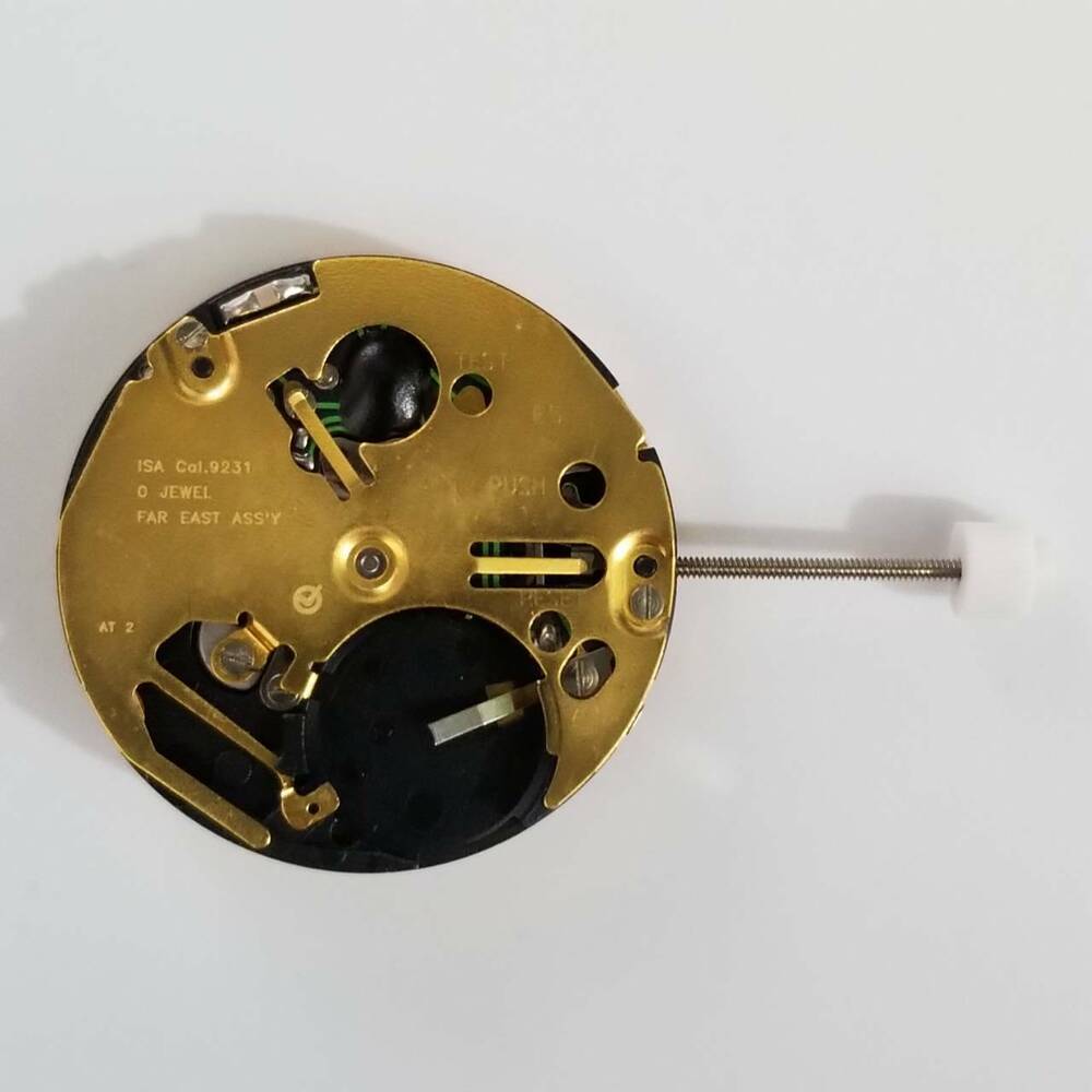 ISA 9231 gold quartz watch repair parts for precision timepiece maintenance and compatibility with multiple models.