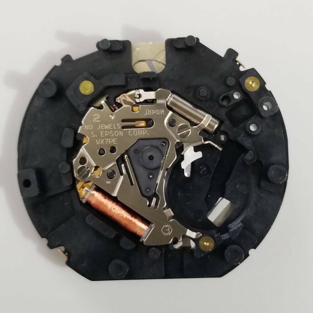 S. Epson VX7P quartz movement watch part for accurate, durable timekeeping in watch repairs.