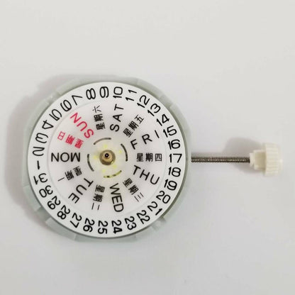 SUNON PE28 watch quartz movement with day and date function for precise repair parts.
