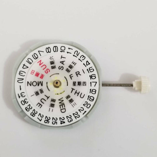 SUNON PE28 watch quartz movement with day and date function for precise repair parts.