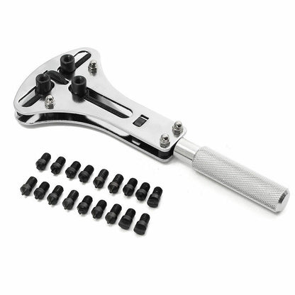 55cm Watch Back Case Opener Adjustable Screw Remover Wrench Repair w/ 18 Bits