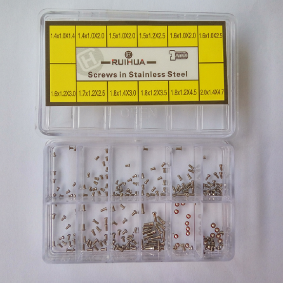 No. 4023-A One Slotted Head Stainless Steel Watch Back Case Screw 12 Sizes