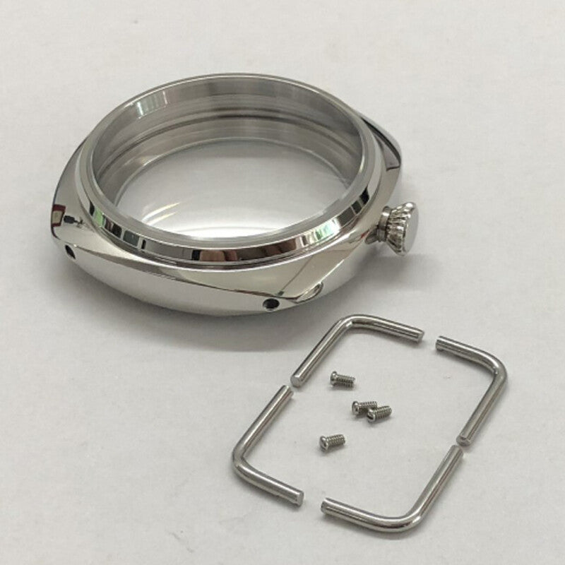 Uhrgeh�use 45mm aus kratzfestem Saphirglas und 16L Stahl, kompatibel mit ETA 6497/6498 Uhrwerken.