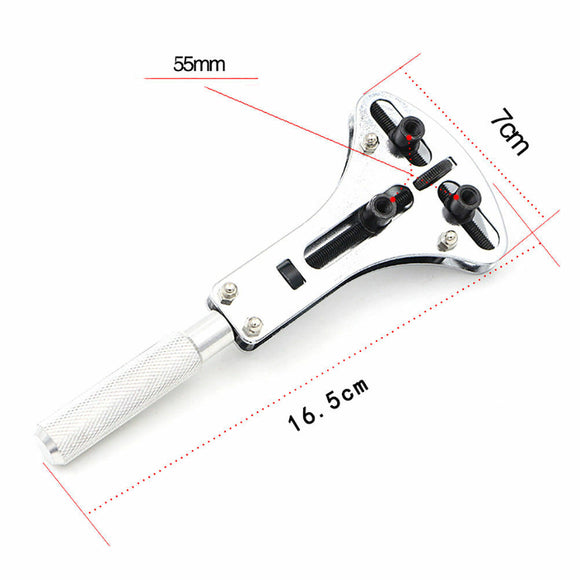 55cm Watch Back Case Opener Adjustable Screw Remover Wrench Repair w/ 18 Bits
