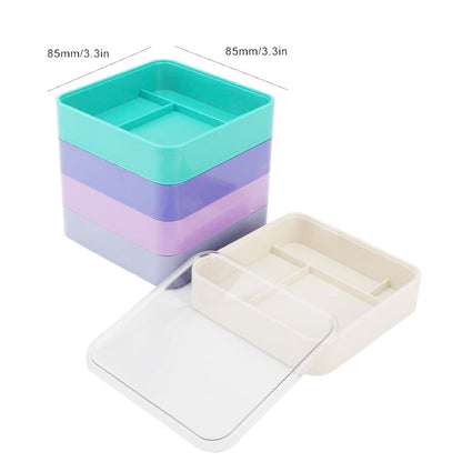 Stackable 5-layer watch parts storage box organizing screws and movement components efficiently.