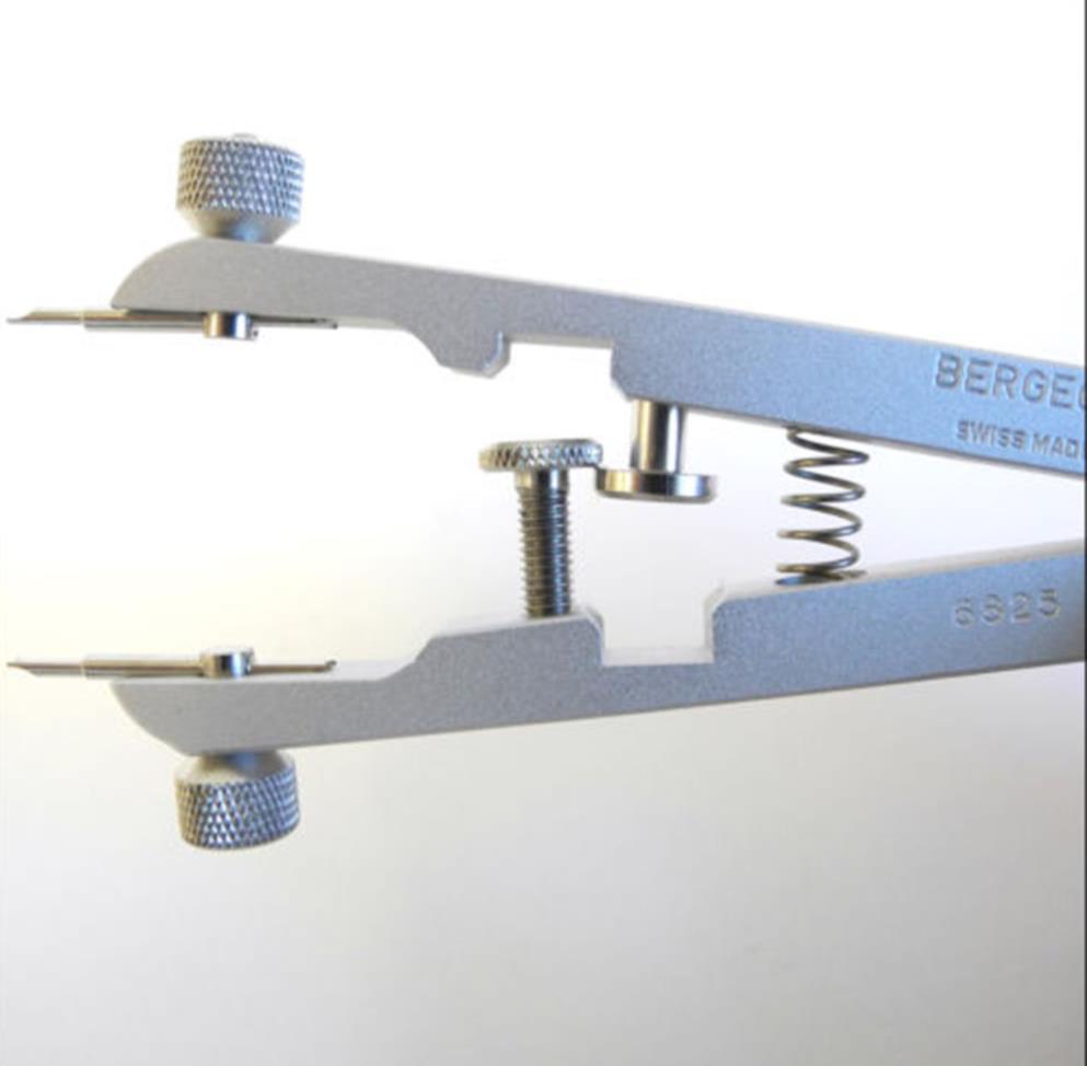 Bergeon 6825 spring bar pliers with ergonomic handles for precise watch bracelet removal and adjustment.
