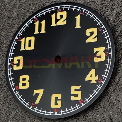33.8mm Green Lume Black Pilot Numberal Waterproof Watch Dial for NH35 Movement