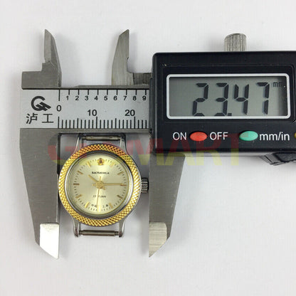 Montre mécanique manuelle Shanghai pour femme, cadran jaune doré, boîtier rond, 17 pouces