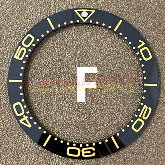 41.5mm/32.5mm Black Bezel Yellow Font Ceramic Watch Bezel Insert Watch Parts