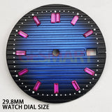 29.8mm Pink Imitation Gemstone Nail Blue Watch Dial for NH35 Movement