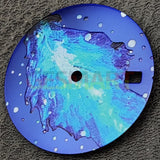 28.5mm No Lume Blue Oil Painting Leave Pattern Watch Dial for NH35 Movement