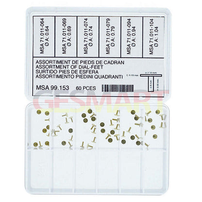 Horotec MSA99.153 metal watch dial repair nails, 60-piece boxed set for precise watchmaking