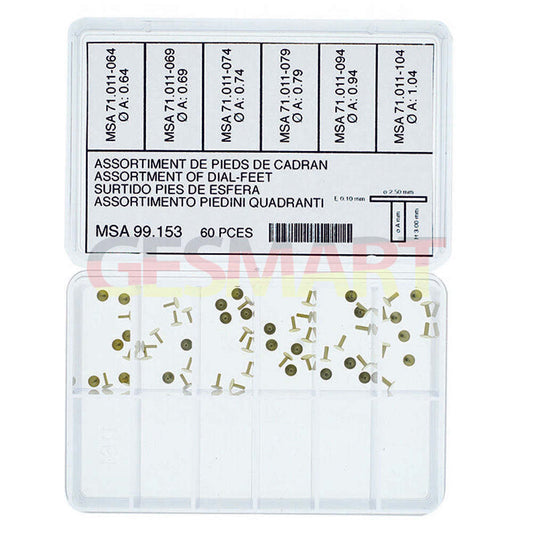 Horotec MSA99.153 metal watch dial repair nails, 60-piece boxed set for precise watchmaking