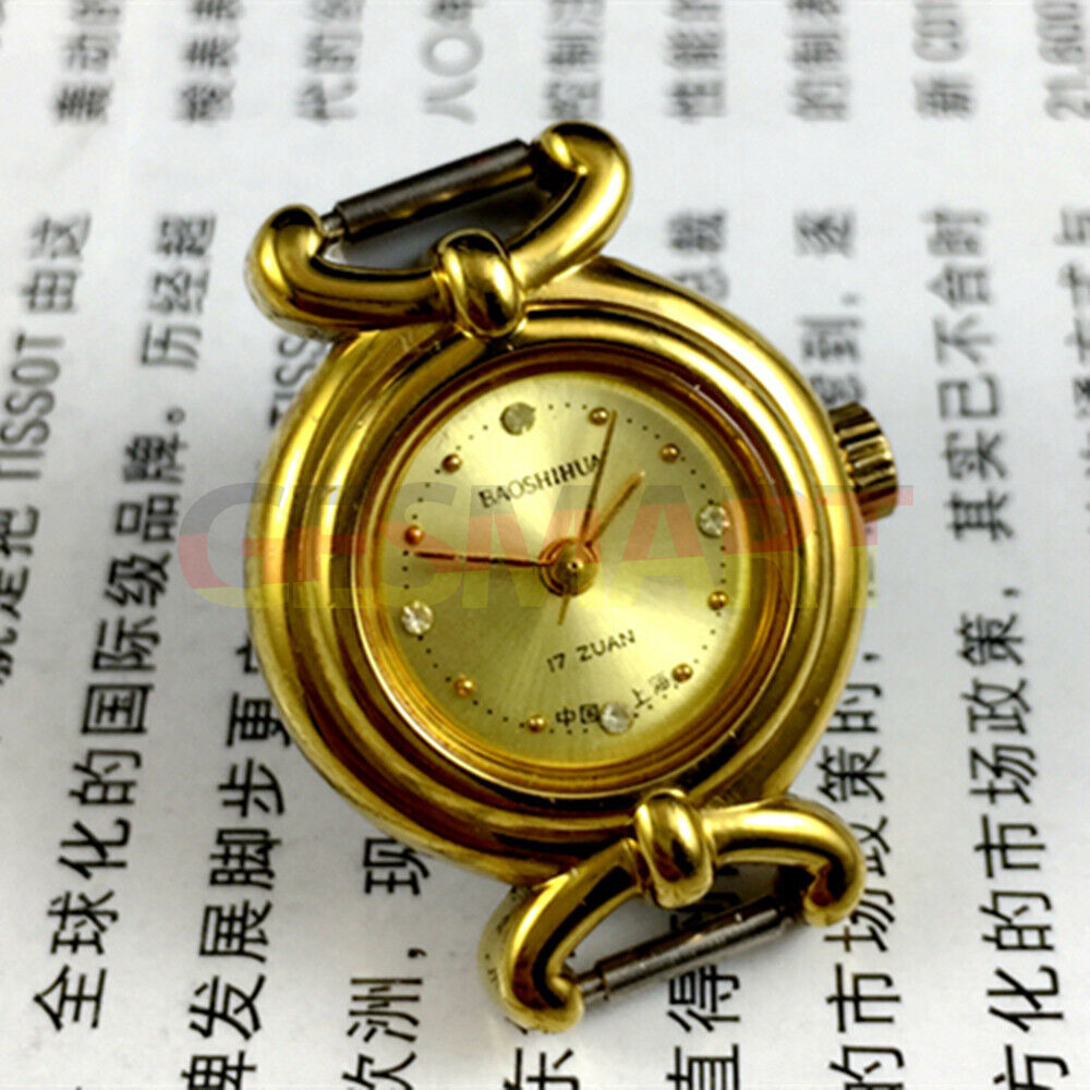22mm Shanghai Lady Watch with golden nail markers, round gold case, manual mechanical movement, elegant timepiece.
