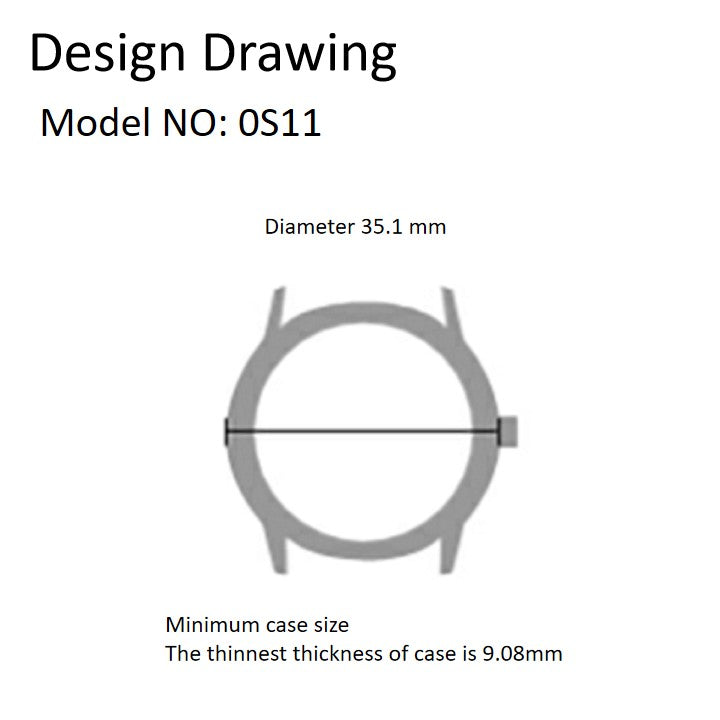Miyota 0S11 Japan quartz watch movement ensuring precise timekeeping for luxury watches.