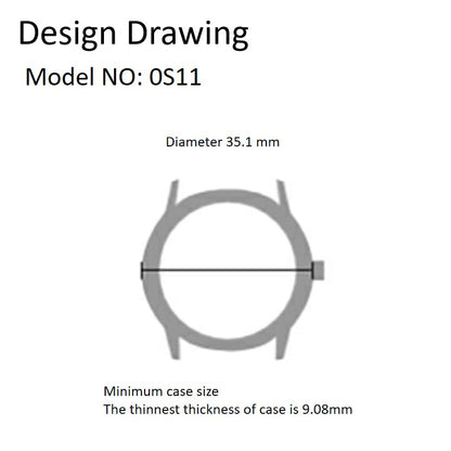 Miyota 0S11 Japan quartz watch movement ensuring precise timekeeping for luxury watches.