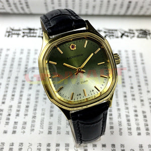 33mm Shanghai Manual Mechanical Watch Golden Nail Gradient Green Dial 17 Jews