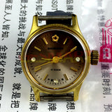 Shanghai Manual Mechanical Lady Watch Golden Nail Gradient Brown Dial 3 Hands