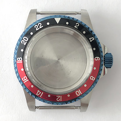 39,5 mm blaues Retro-Uhrengehäuse aus Edelstahl + Acrylspiegel für NH35/NH36 