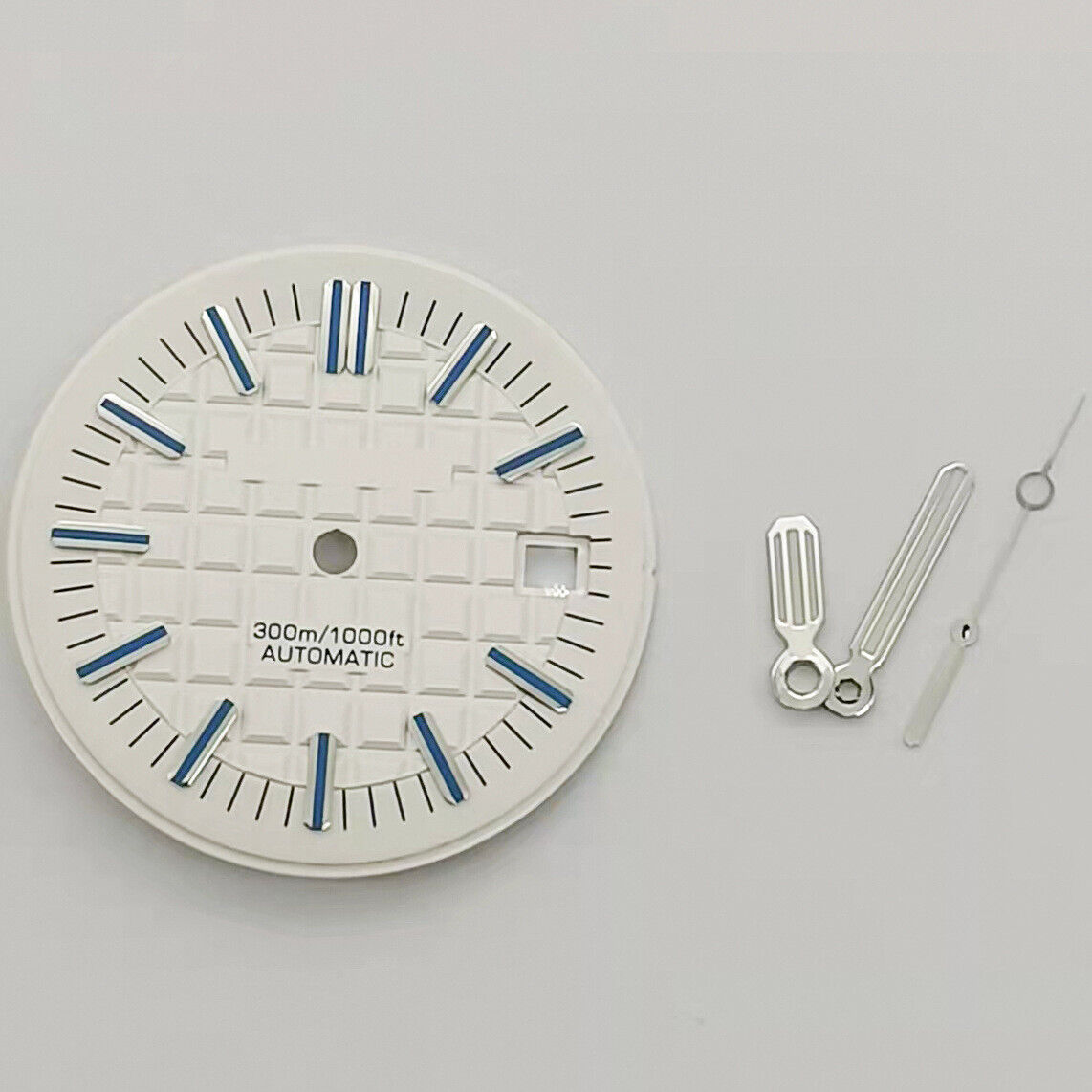 30MM green luminous watch dial with hands, compatible with 8215 and 2813 movements.