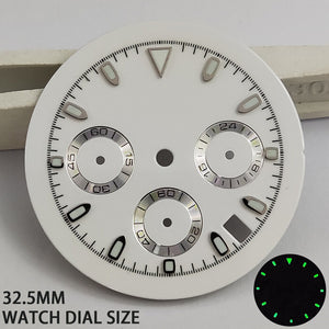 Green Lume Silver/Rose Golden Timed Lap Watch Dial for VK63 Quartz Movement