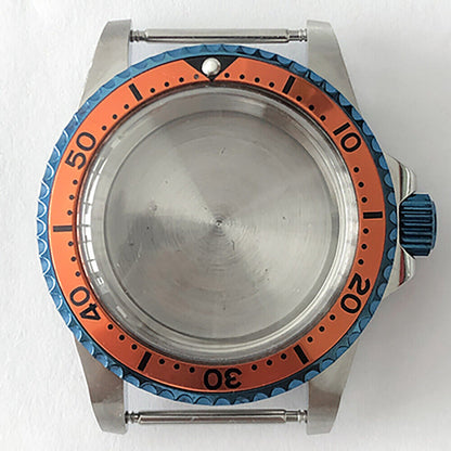 39,5 mm blaues Retro-Uhrengehäuse aus Edelstahl + Acrylspiegel für NH35/NH36 