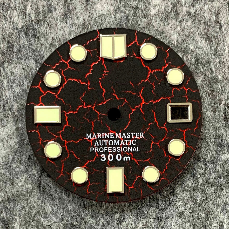 28.5mm Crackle Watch Dial C3 Enhanced Luminous Suitable for NH35 Movement