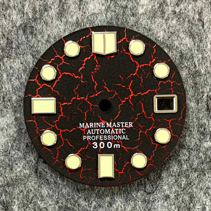 28.5mm Crackle Watch Dial C3 Enhanced Luminous Suitable for NH35 Movement