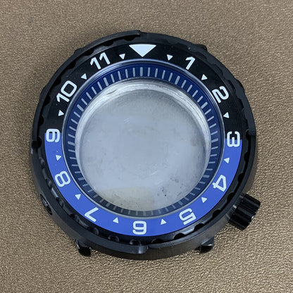 Caixa de Relógio de Aço Inoxidável Preto PVD 45mm para NH35 Anel de Cerâmica Vidro Mineral