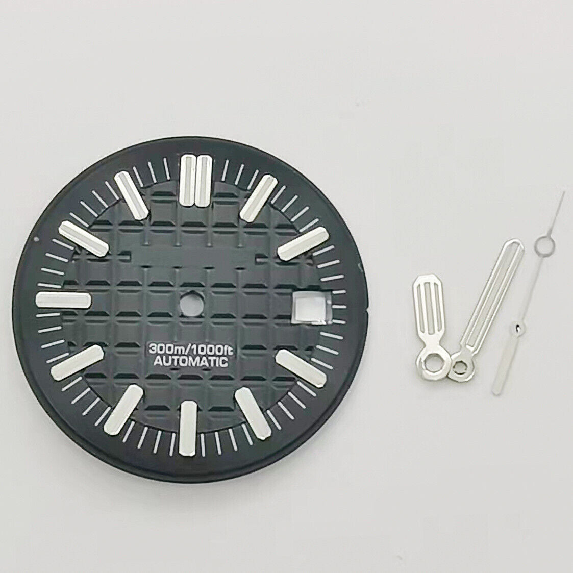 30MM green luminous watch dial with hands, designed for 8215 & 2813 movements.