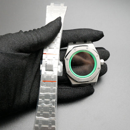 42MM 316L Edelstahl Uhrengehäuse Armband Lünette für NH35/NH36/4R35 Uhrwerk 