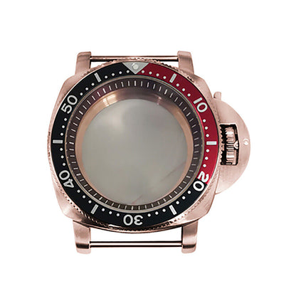 Caja de reloj de acero PVD rosa dorado con espejo mineral de 42MM para NH35/NH36/4R/7S